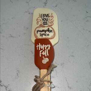 Pumpkin Spice & Happy Fall Silicone Spatula set of 2 with Wooden Handle